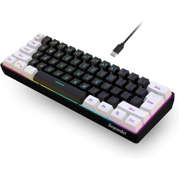 60% Wired Gaming Keyboard, Small RGB Backlit Membrane Gaming Keyboard - Picture 1 of 6